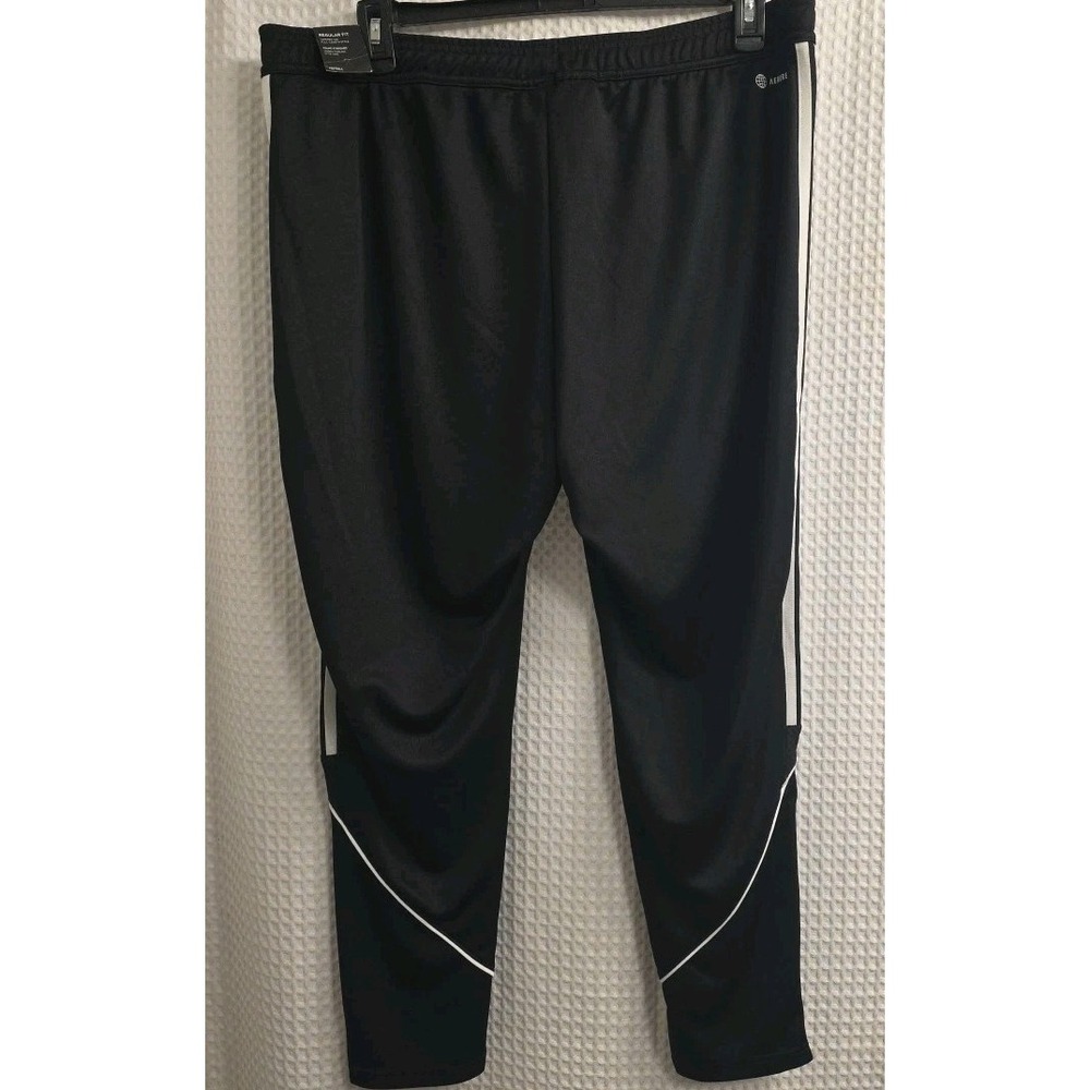 NEW Adidas Men Sweatpants 2X Black Polyester Drawstring Skinny Zipper Leg Ankle - Picture 2 of 11
